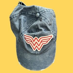 90s navy and red Wonder Woman cap under brim design denim